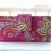Women's Wallet Last one Handmade wallet deep pink with paisley henna type floral design
