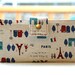 Handmade wallet in linen japanese import fabric eiffel tower paris france