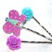Butterfly Hair Pins Set of 4 Flowers Blue And Lavender