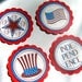 Patriotic Embellishments In Red White And Blue On Red For Tags CArds Scrapbooking