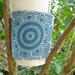 Coffee Cup Cozy Sleeve Cuff Fabric Blue and Turquoise Modern