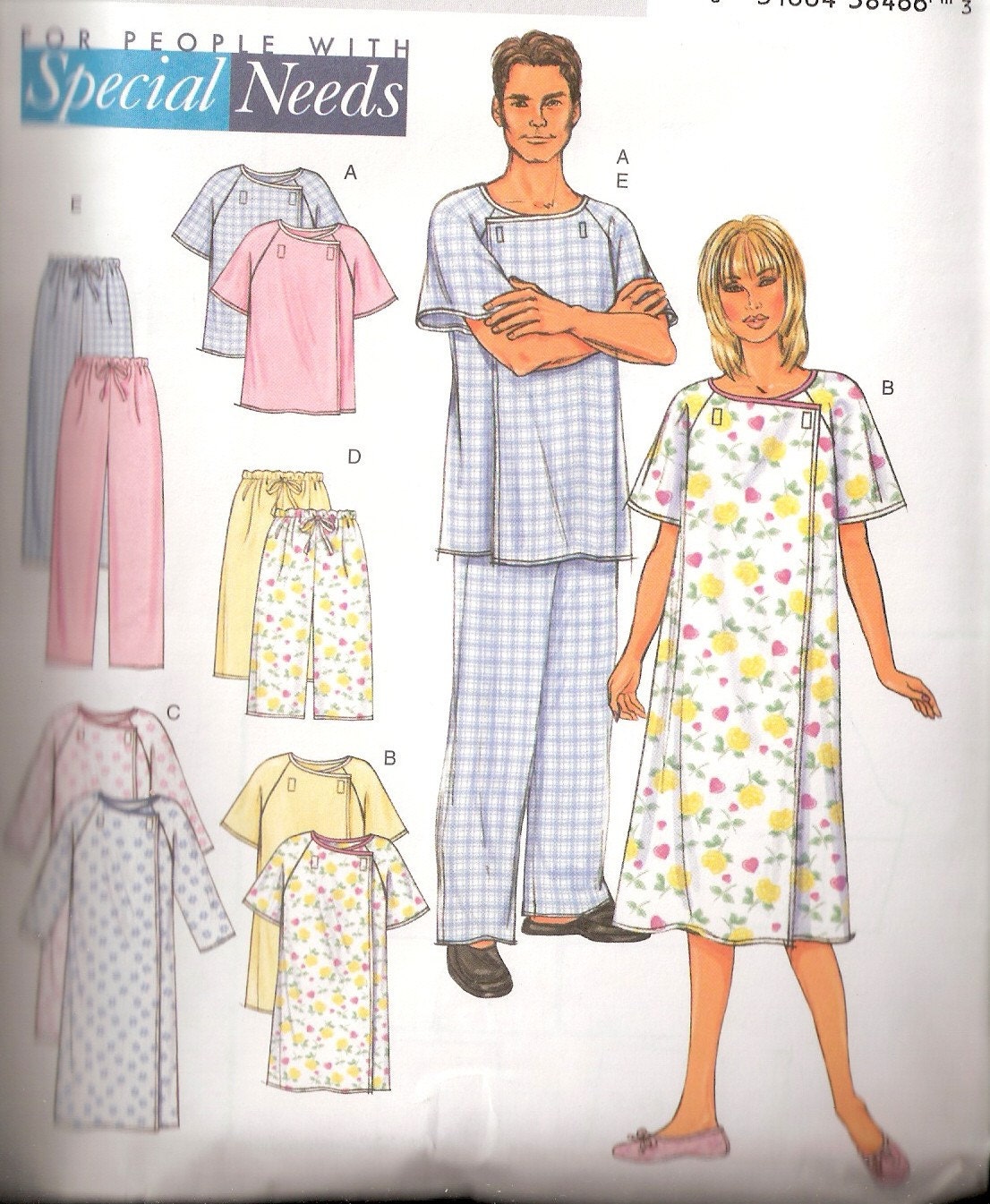 Unixex Hospital Gown with Velcro Fasteners Sewing Pattern XSM