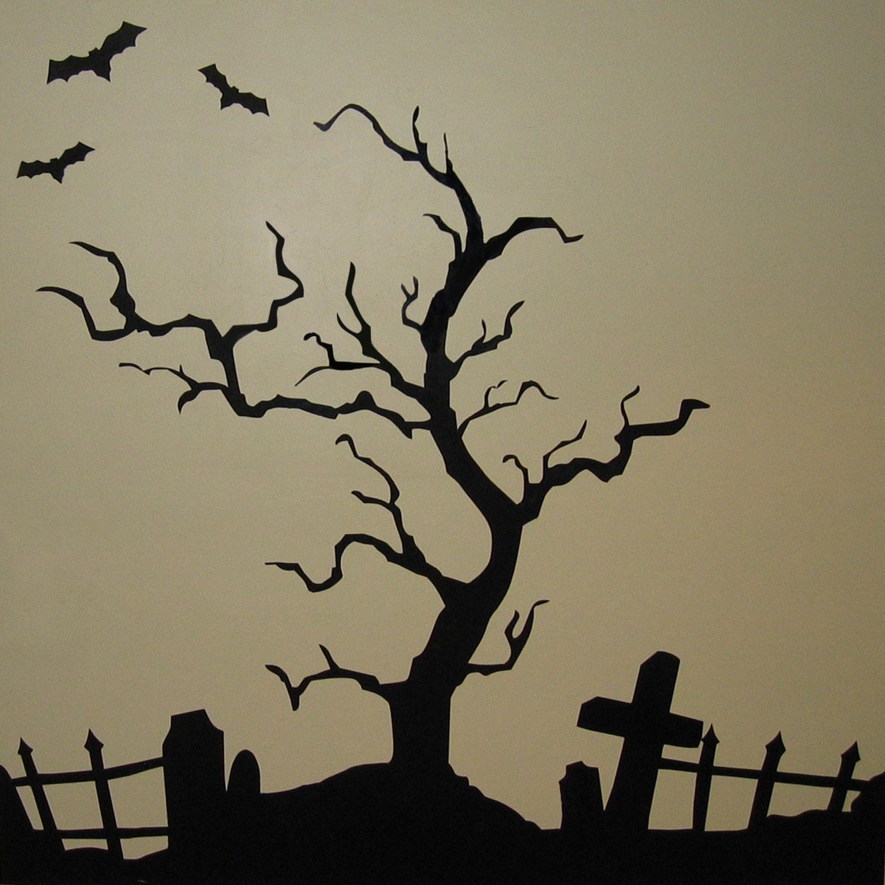 Halloween Graveyard and Fence ONLY Vinyl Wall Art