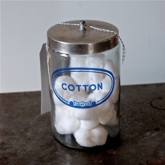 Vintage Cotton Ball Jar