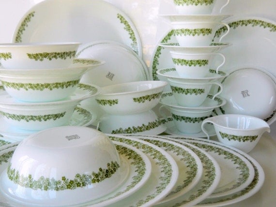 SALE Vintage Corelle Spring Blossom Green Eight