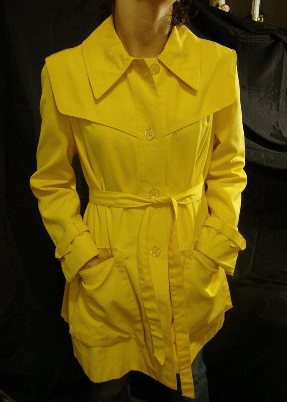 60s Mod Fleet Street Lemon Yellow Raincoat by CherryBerryVintage