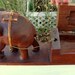 Vintage Wood Carved Elephant Dragging a Chest