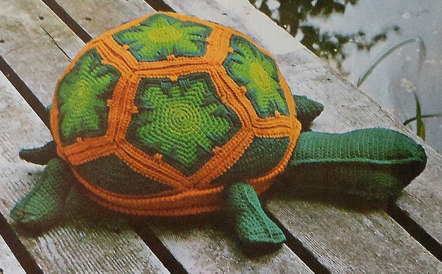 BIG Retro BOHO Turtle Toy Doll Crochet Pattern by latenightcoffee