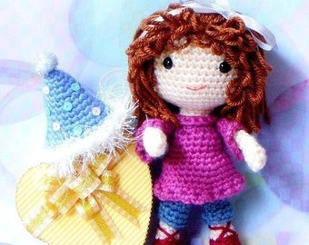Amigurumi - Birthday Girl N her balloons - Crochet Amigurumi doll patterns / PDF