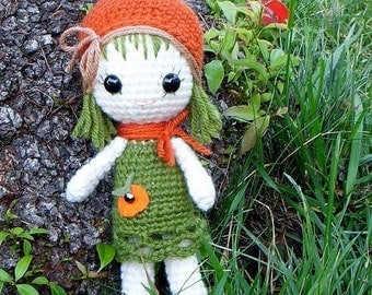 Amigurumi doll pattern - Orange / Pumpkin Qtie - Corchet Amigurumi toy pattern / PDF