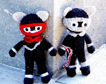 Ninja Cats in Actions - Crochet Amigurumi dolls patterns / 2 versions