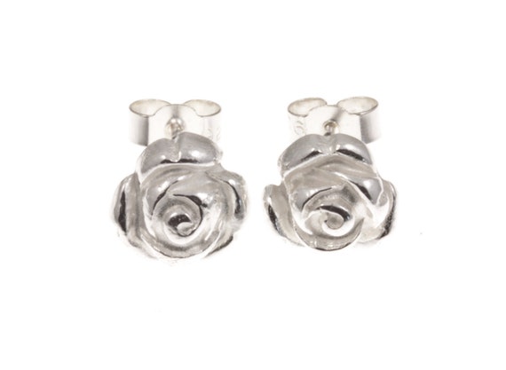 Items similar to Rose Bud Fine Silver Earrings on Etsy