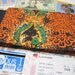 Large Travel Document Wallet, Passport Wallet, Travel Ticket Wallet, Kindle Travel Pouch in the Vintage Orange and Black Batik Print