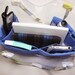 Small Handbag Organizer, Mini Purse Organiser, Insert Pouch Organizer, Clutch Bag Liner in the Purple Blue Cotton