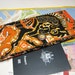 Travel Document Wallet, Passport Wallet, Holiday Travel Pouch with Zip Pocket in the Vintage Orange and Black Horse Batik Print