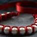 Crimson Mollie Pearls and Ribbon Bracelet