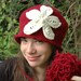 Red Cloche Hat with White Felted Flower