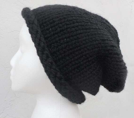 beanie Beanie hat by with * brim Brim black * Choose Knit Roll Size Hand   Lambswool Black  Hat