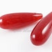 2 pcs- (5008-RD) Red Candy Jade 28mm x 10mm long teardrop briolettes