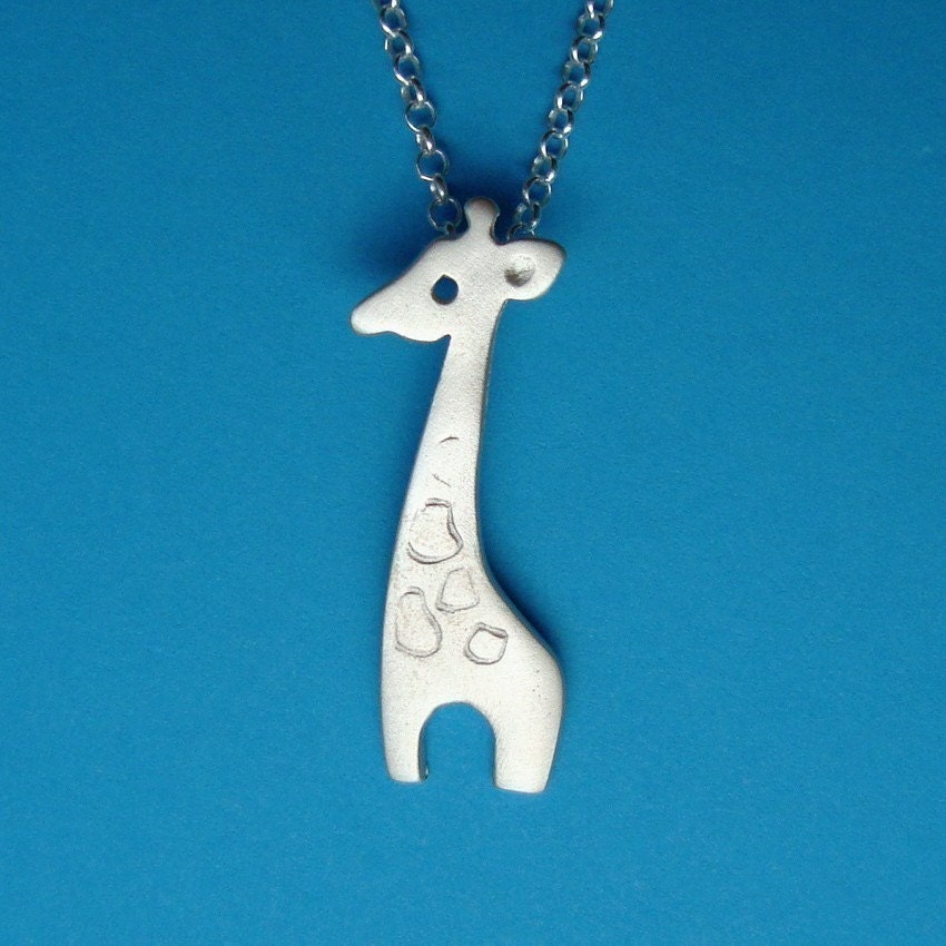 Giraffe Necklace sterling silver Animal Pendant by zoozjewelry
