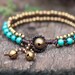 Blue Bead Brass Bracelet