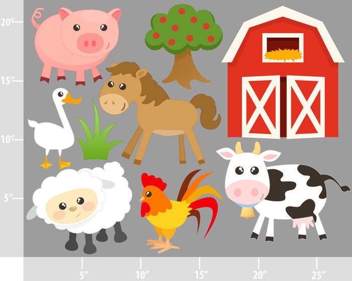 Cute Farm Animals Digital Clip Art Personal and by printcandee