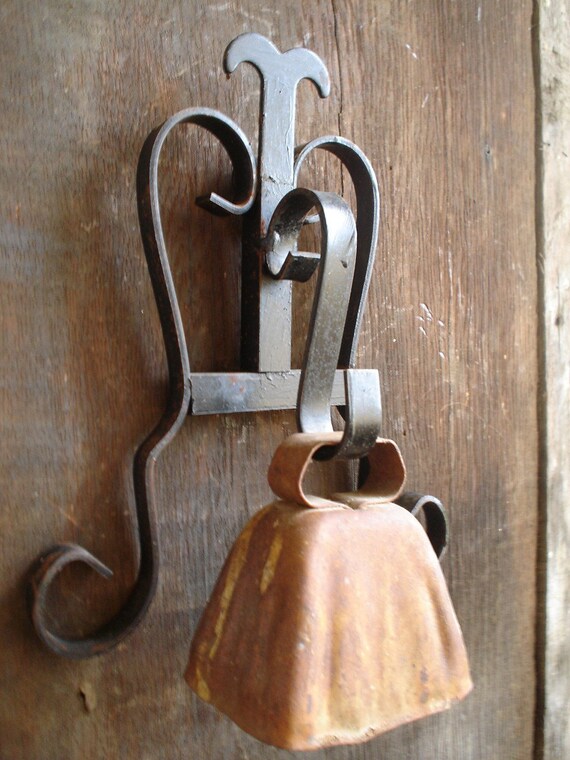 Antique Copper Cow Bell with Iron Hanger by StoneSchoolVintage