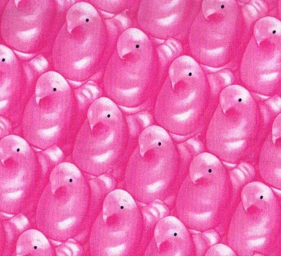 Pink peeps easter cotton fabric via Etsy