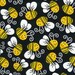 Reserved Pam Edens....Timeless Treasures Funny BUMBLE BEES On Black BUG Bee Fabric.....1.5 Yard...New