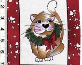 Loralie Christmas Kitty Cat quilt fabric One Block