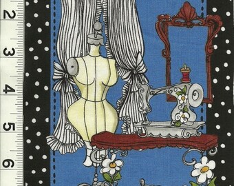 Loralie quilt fabric ONE block Sewing Quilting Studio Scene Craft Room