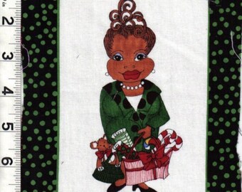 Loralie Stylish Christmas Shopping Lady One Block quilt fabric