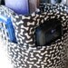 Fabric Purse Organizer small size Puppy Dog Bones on black fabric designed by Teresa Kogut