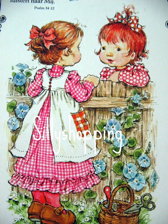 Vintage 70s Sarah Kay Girl Talk Postcard