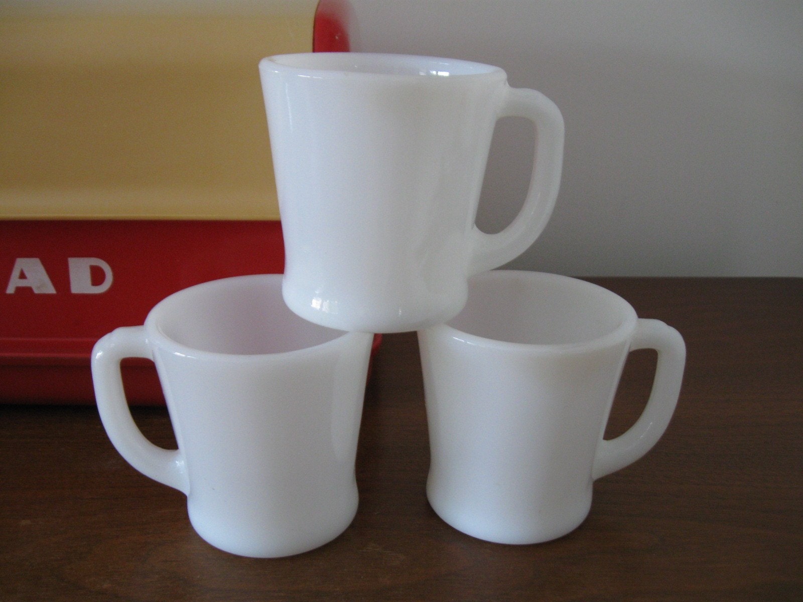 Vintage White Fire-King Coffee Mug Cups 1950s Set of by Petuniapie