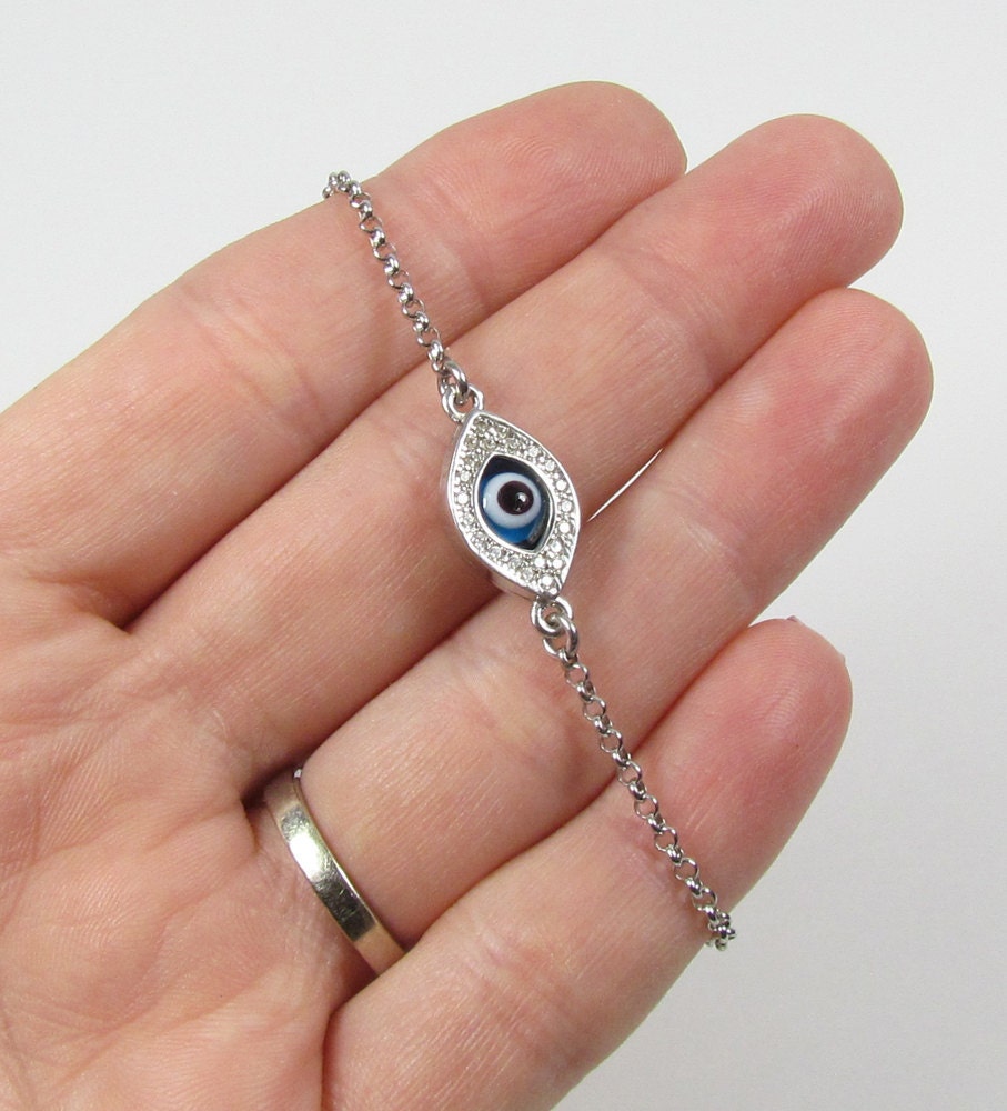 Evil Eye Bracelet Reversible CZ Sterling Silver Celebrity