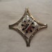 Vintage Brooch Pendant Enamel Shield with Lucite in Red White and Navy Blue On Sale