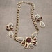 Avon Egyptian Revival Necklace and Earrings Red and Gray Beige Stones on Sale