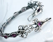 Items similar to Lora- Fine Silver, Garnet Tennis Bracelet on Etsy
