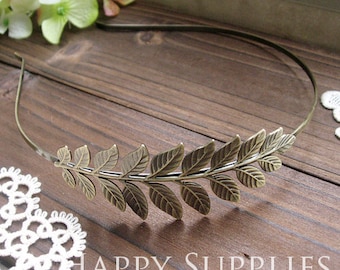 5Pcs Nickel Free - High Quality Large Antique Bronze Brass Leaves Pad Headband (ZT111)