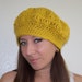 Mustard Gold Dark Yellow Crochet Beret or French Tam