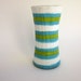 Modern Vase with turquoise, green and white stripes Glass vase - stuccoed and painted