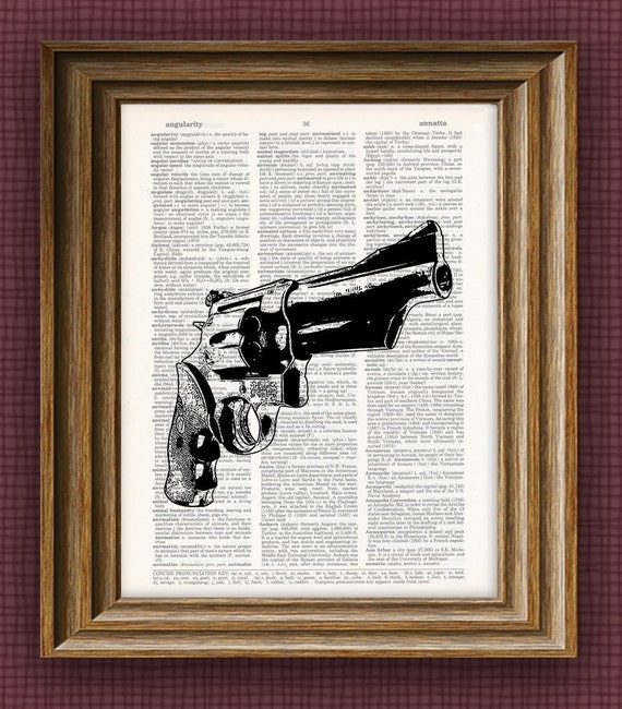 Smith and Wesson revolver gun beautifully upcycled dictionary