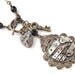 Steampunk necklace antique silver watch movement gold filigree flower lock key charm black crystal vintage pendant by Steampunk Nation 1073
