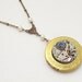 Steampunk Locket Necklace vintage silver watch movement gears pearls blue sapphire leaf gold brass pendant jewelry by Steampunk Nation 1500