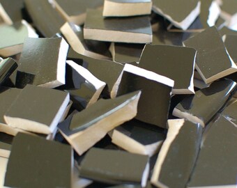 Mosaic Tiles Supplies - Solid Jet Black - Set of 100