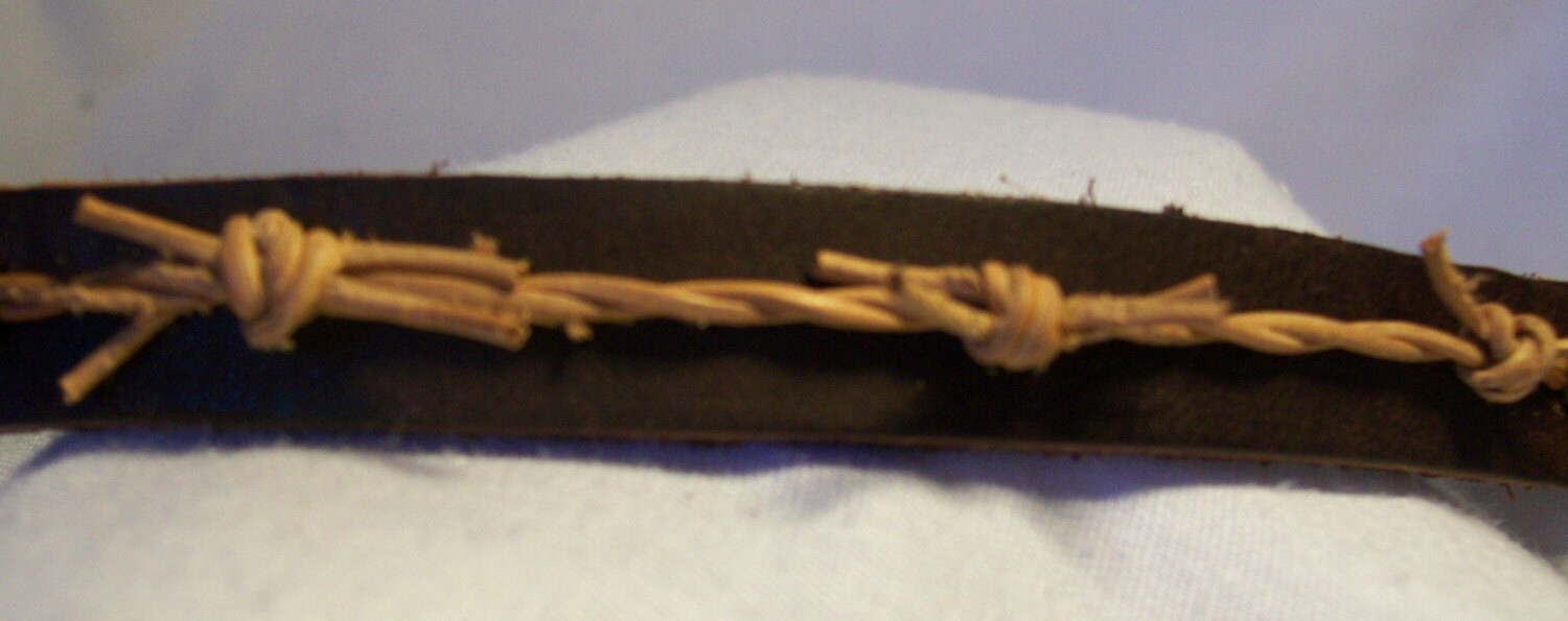 Tan leather barbed wire hat band