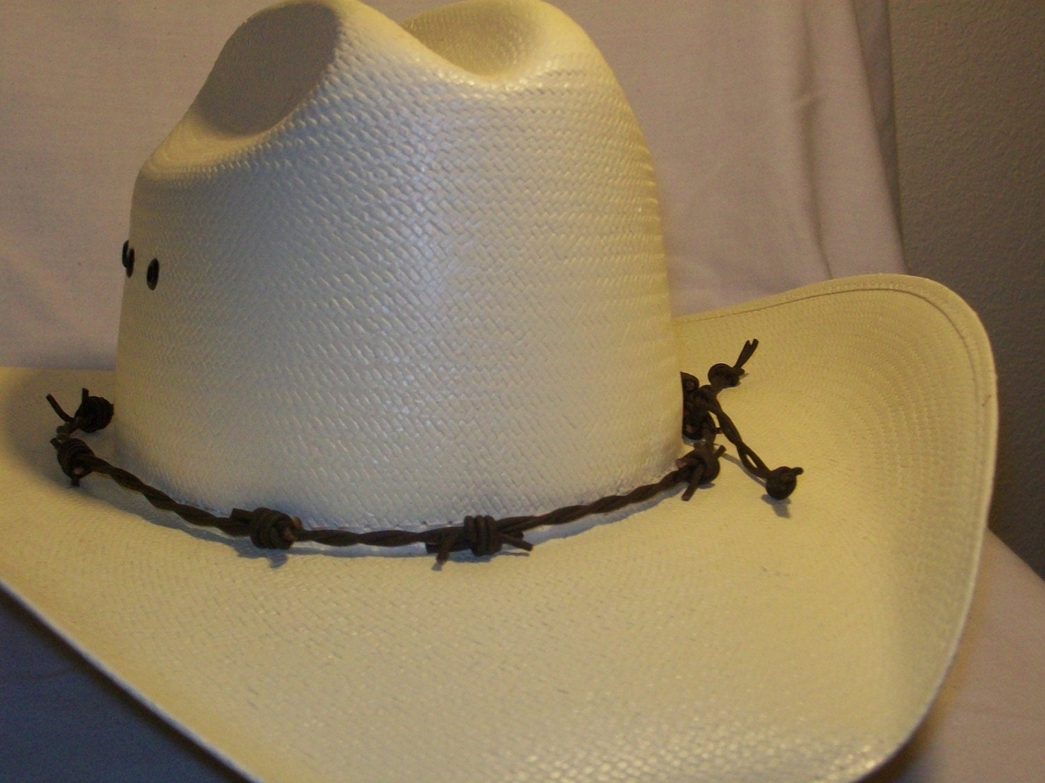 Hat BandLeather braided barb wire