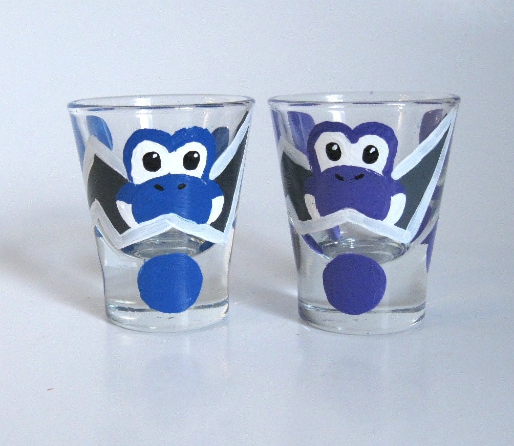 Yoshi Egg Shot Glasses Set of 6 Rainbow Hand Painted Mario