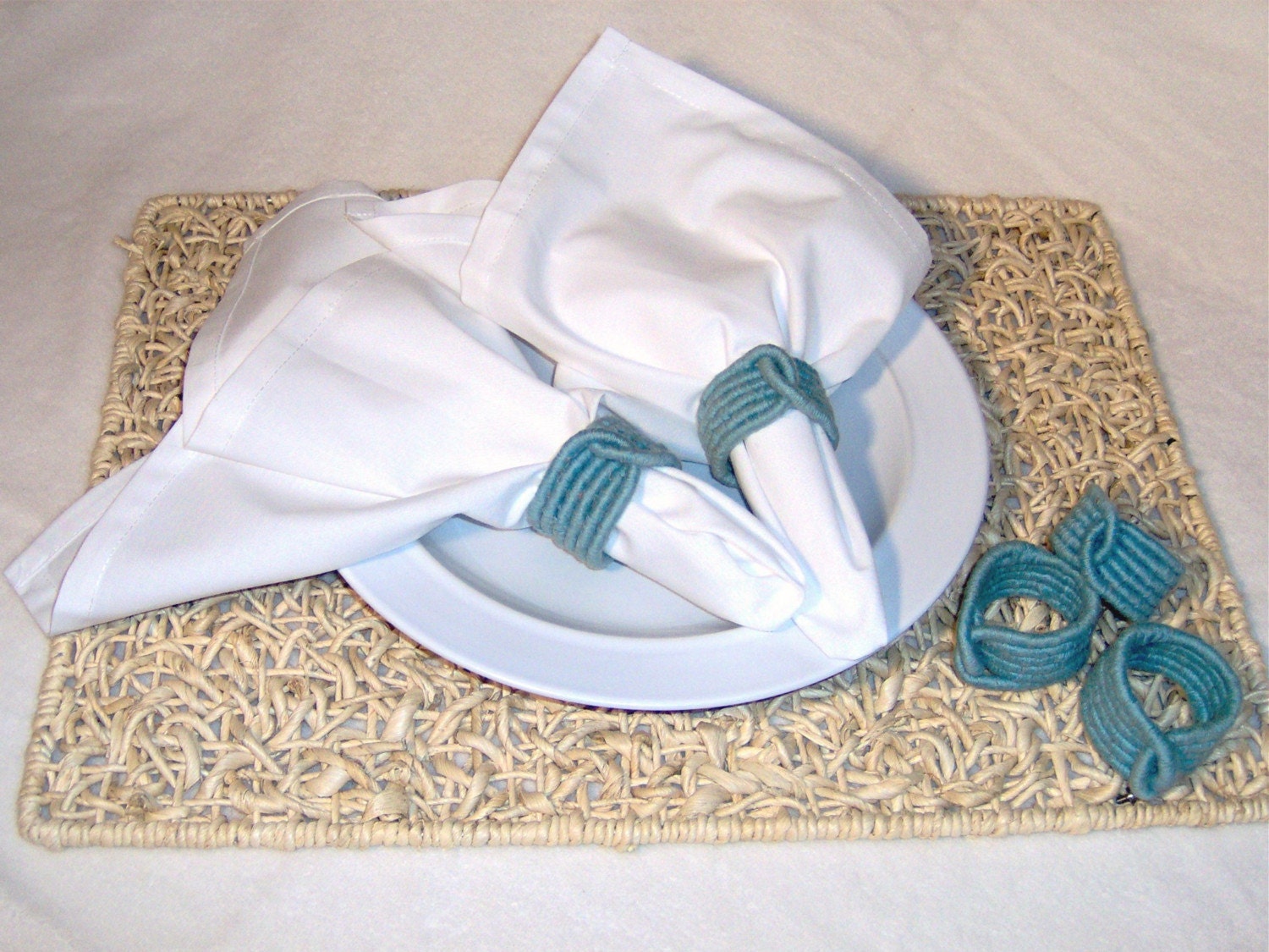 Set of 5 Medium Blue Napkin Rings